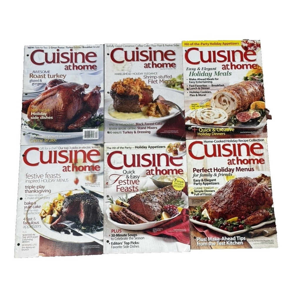 Lot of 6 Cuisine at Home Magazines Holiday Issues 2004-2013 Recipes Entertaining